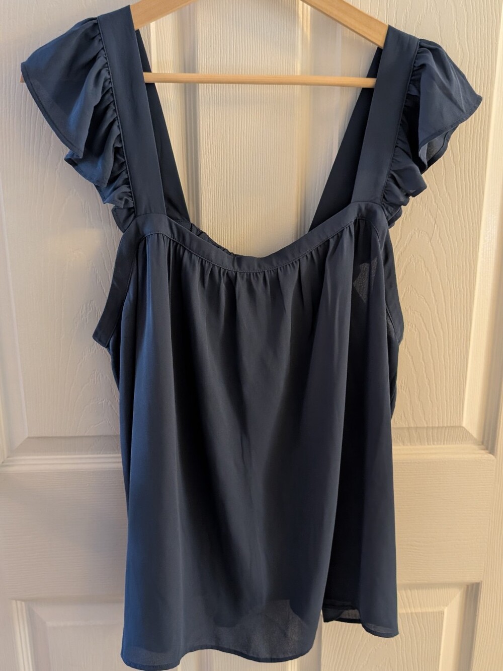 LOFT Navy Ruffle Sleeve Women's Top